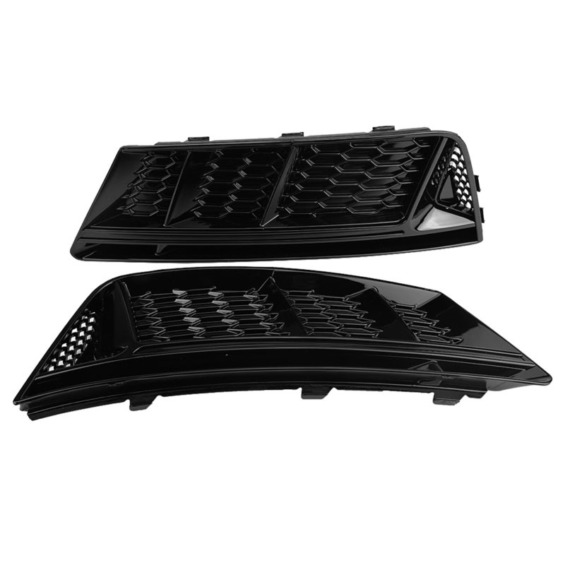 Fog Light Grilles: 2017-2018 A4 B9 Glossy Black ABS Grilles - High Durability Weather Resistant Anti-Scratch Covers for Car Front Bumper Upgrade Styling - Image 3