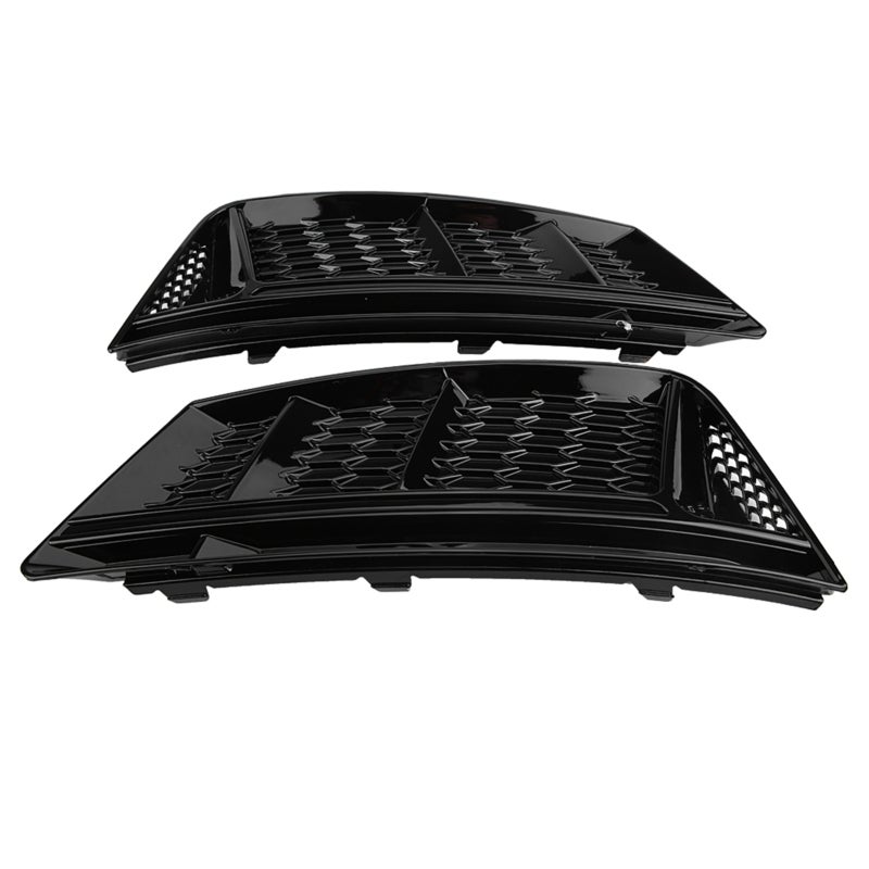 Fog Light Grilles: 2017-2018 A4 B9 Glossy Black ABS Grilles - High Durability Weather Resistant Anti-Scratch Covers for Car Front Bumper Upgrade Styling - Image 1