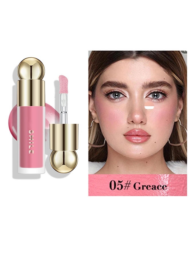 Smile Velvet Liquid Blush, Makeup for Cheeks Soft Cream Nude Liquid Blush Stick Multi Sheer Big Brush Liquid Skin Tint Stick for Eyes and Lips Long Wearing Natural Looking Blends Perfectly onto Skin (#05) - Image 2