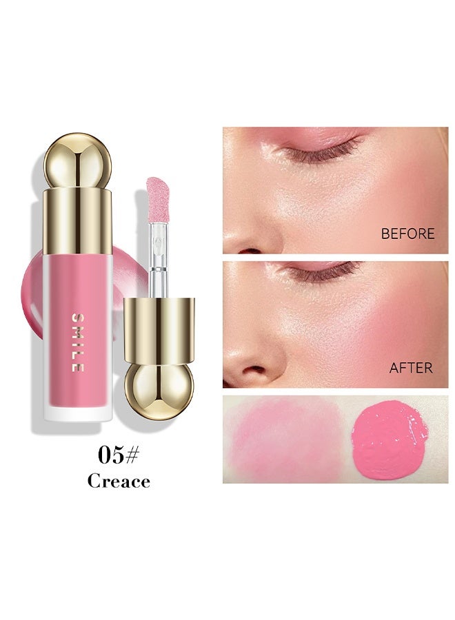 Smile Velvet Liquid Blush, Makeup for Cheeks Soft Cream Nude Liquid Blush Stick Multi Sheer Big Brush Liquid Skin Tint Stick for Eyes and Lips Long Wearing Natural Looking Blends Perfectly onto Skin (#05) - Image 1