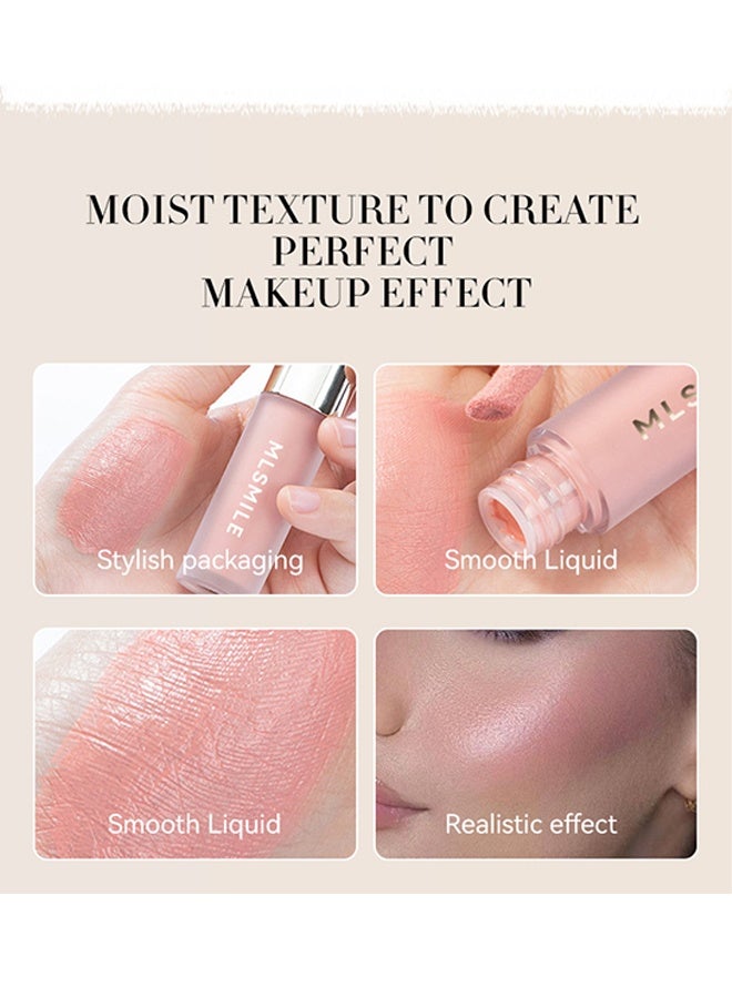 Smile Velvet Liquid Blush, Makeup for Cheeks Soft Cream Nude Liquid Blush Stick Multi Sheer Big Brush Liquid Skin Tint Stick for Eyes and Lips Long Wearing Natural Looking Blends Perfectly onto Skin (#05) - Image 5