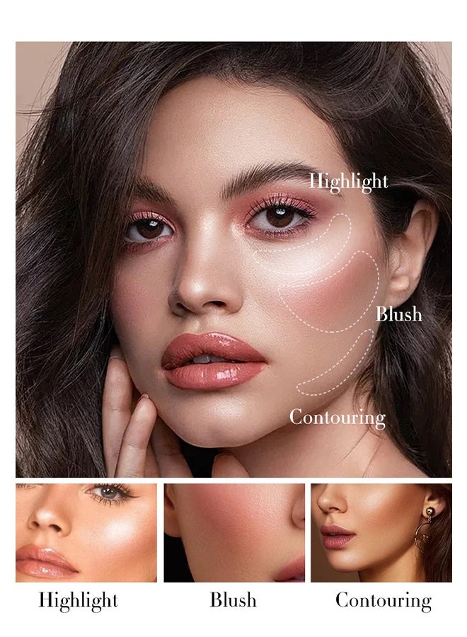 Smile Velvet Liquid Blush, Makeup for Cheeks Soft Cream Nude Liquid Blush Stick Multi Sheer Big Brush Liquid Skin Tint Stick for Eyes and Lips Long Wearing Natural Looking Blends Perfectly onto Skin (#05) - Image 3