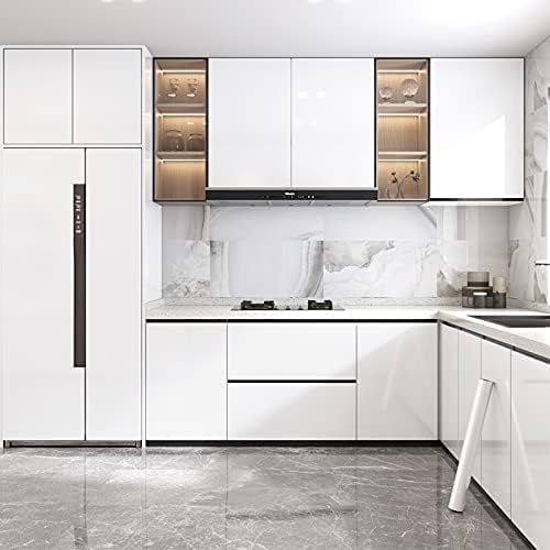 TANONE White Contact Paper 354 X 118 Glossy Peel and Stick Self Adhesive Removable Vinyl Wrap Shiny Wallpaper Decorative for Countertops Cabinets Wardrobe Dressing Table Easy to CleanPure White - Image 3