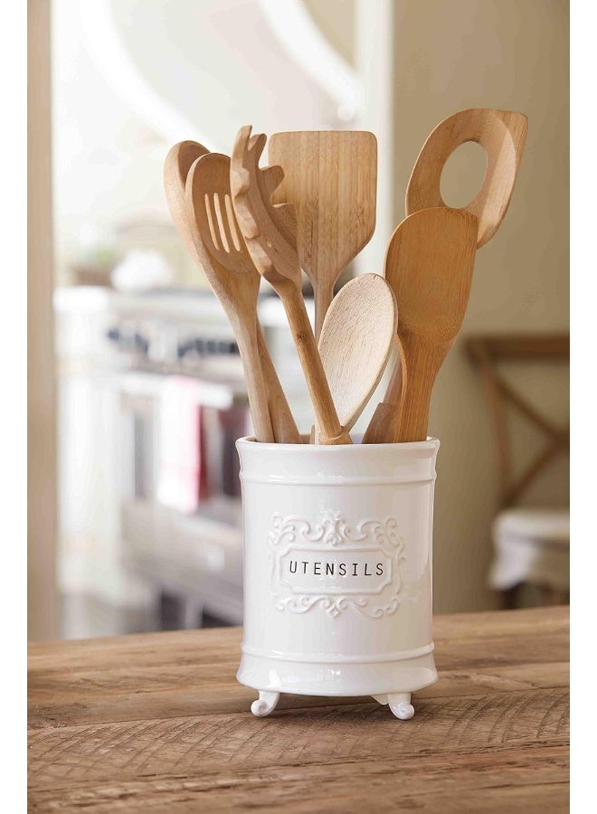 mud pie Mud Pie Circa Utensil Ceramic Holder, 6.5"x5" dia, Utensils - Image 3