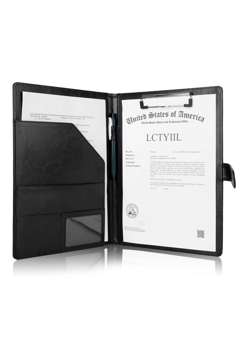 Generic Padfolio Portfolio Folder Binder, Leather Portfolio Folder with Cover for A4 Notepad Holder, Business Portfolio for Resume, Legal Pad, Interview, Letter-Size Padfolio for Women Men (Black)  - Image 1