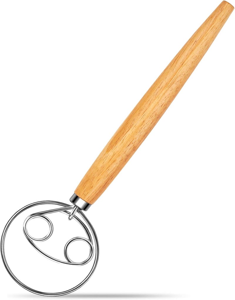 agttete Danish Dough Whisk Stainless Steel with Dough Hook Dutch Style Bread Mixer Tool for Sourdough Baking - Image 1