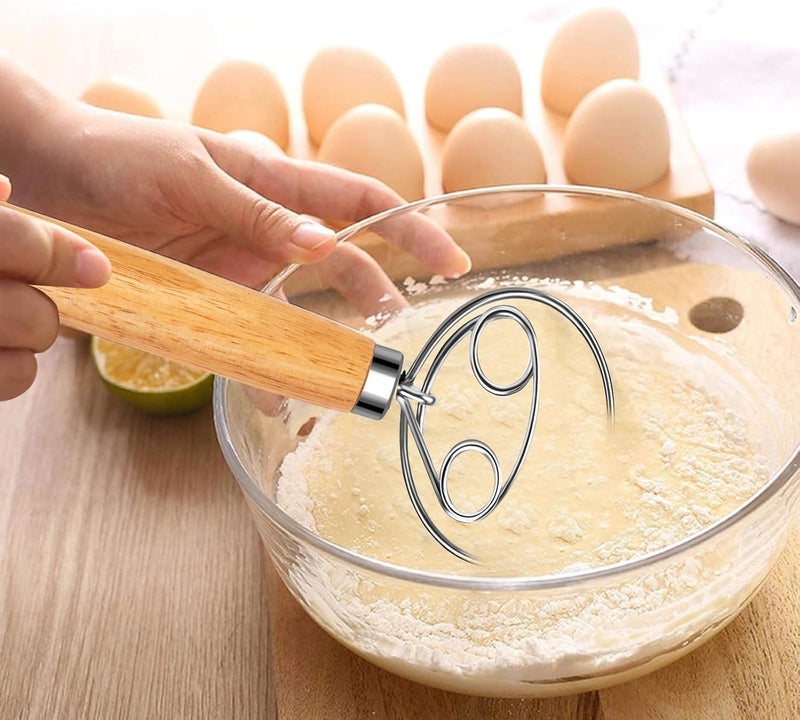 agttete Danish Dough Whisk Stainless Steel with Dough Hook Dutch Style Bread Mixer Tool for Sourdough Baking - Image 2