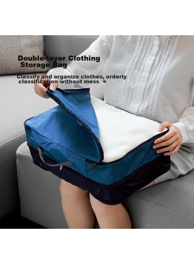M Square Travel Storage Bag, Clothes And Garment Organizer, Portable Luggage, Layered Storage Bag For Organizing, Sea Blue - Image 3