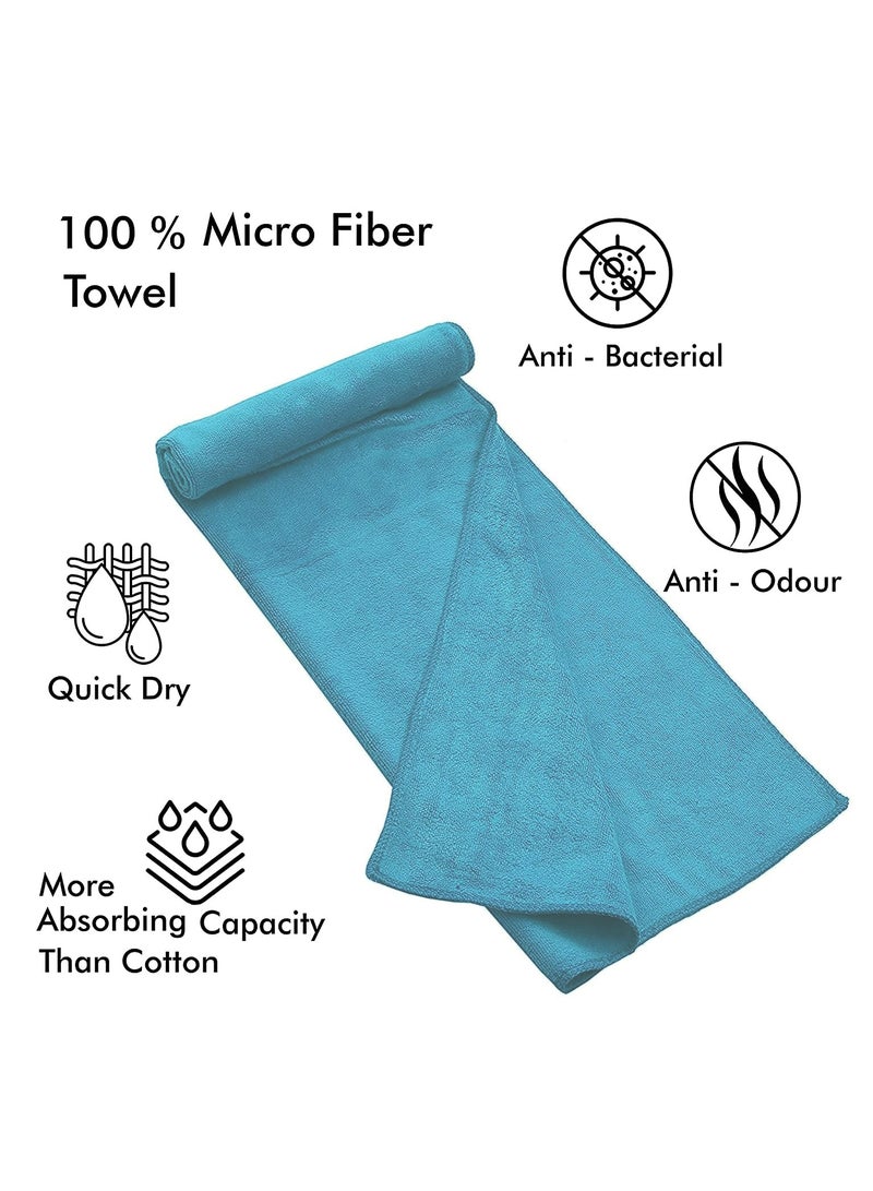 2-Piece Microfiber Bath Sheet Sky Blue 80x160cm Soft and Durable Microfiber Beach Towel Super Absorbent and Fast Drying Microfiber Bath Towel Large for Sports, Travel, Beach, Fitness and Yoga