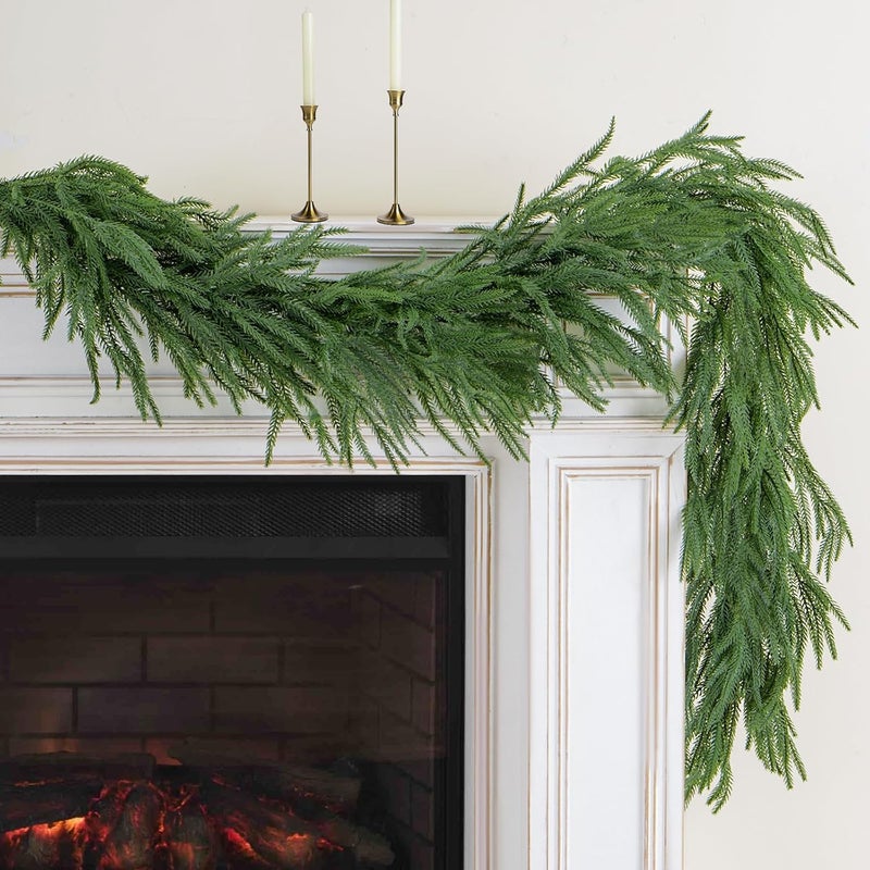 Flagly 9FT Artificial Norfolk Pine Garland, Realistic Christmas Greenery Garland for Mantle, Staircase, Banister, Fireplace, Wall, Door, Table, Indoor & Outdoor Holiday Xmas Decortions - Image 1