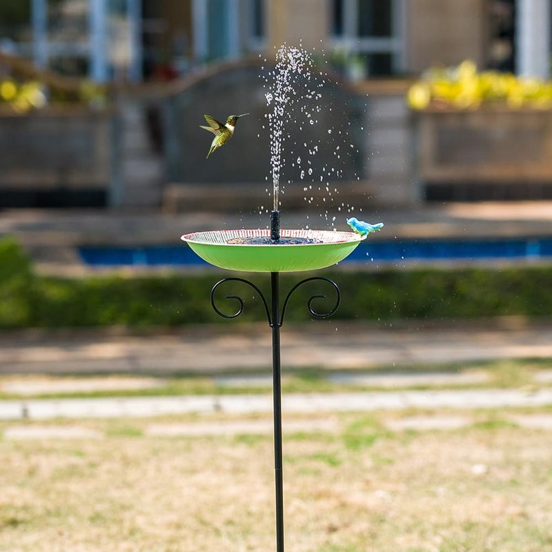 VEWOSTAR Metal Bird Bath for Outdoor,10" Standing Frees Birdfeeder with Metal Stake,Vintage Bird Baths Feeder Bowl for Outdoors Garden Patio Yard Lawn Decor (Green) - Image 3
