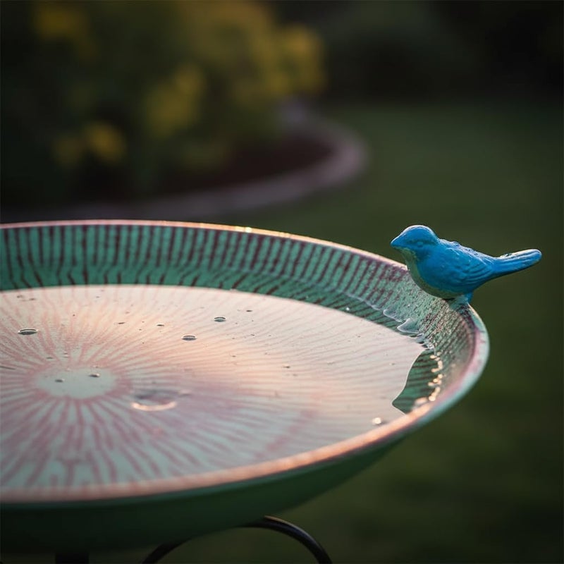 VEWOSTAR Metal Bird Bath for Outdoor,10" Standing Frees Birdfeeder with Metal Stake,Vintage Bird Baths Feeder Bowl for Outdoors Garden Patio Yard Lawn Decor (Green) - Image 5