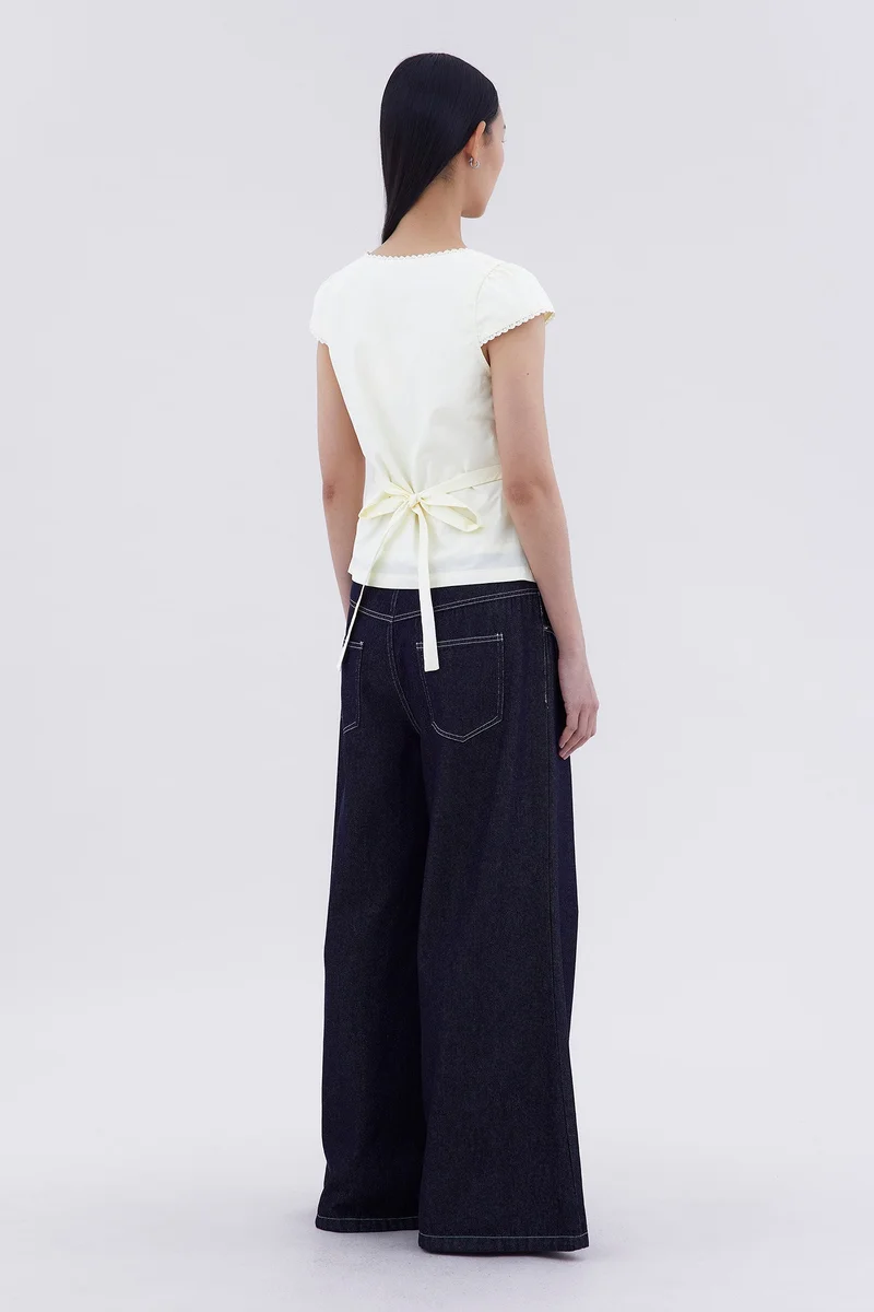 The Editor's Market Mariette Lace Trim Fitted Blouse