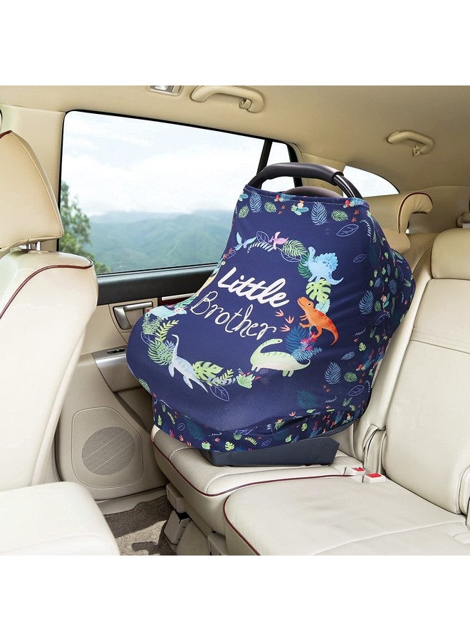 SWESEN Baby Car Seat Cover for Boys, Little Brother Car Seat Canopy, Multiuse Nursing Covers, Dinosaur Theme Infant Carrier Cover Summer, Breastfeeding Scarf Newborn, Ultra-Soft Breathable - Image 4