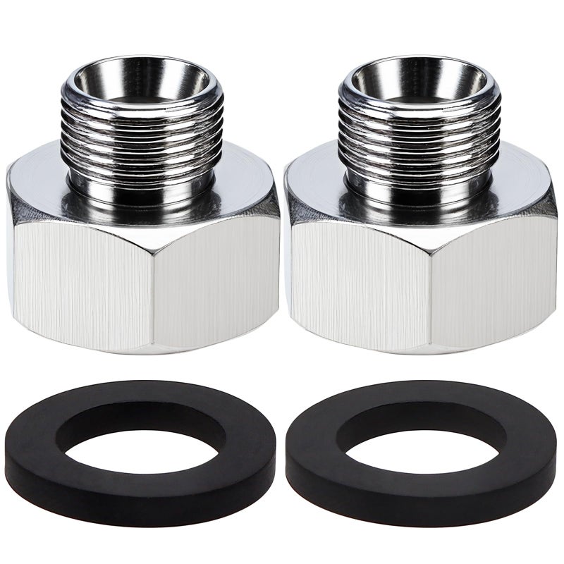 NEATABY Water Line Adapter, 2 Pcs 1/2" Female to 3/8" Male Brass Reducer Adapters, Compression Pipe Fittings with Rubber Washers for Kitchen Bathroom Water Heater Supply Hose - Image 1