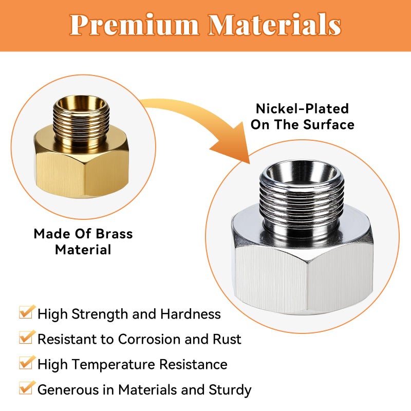 NEATABY Water Line Adapter, 2 Pcs 1/2" Female to 3/8" Male Brass Reducer Adapters, Compression Pipe Fittings with Rubber Washers for Kitchen Bathroom Water Heater Supply Hose - Image 3