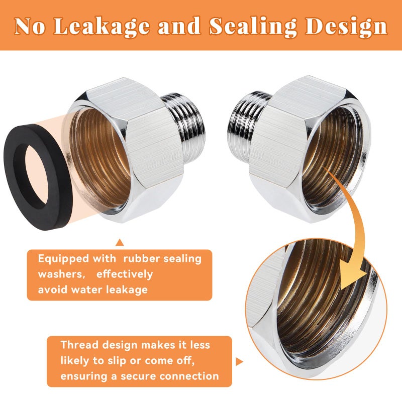 NEATABY Water Line Adapter, 2 Pcs 1/2" Female to 3/8" Male Brass Reducer Adapters, Compression Pipe Fittings with Rubber Washers for Kitchen Bathroom Water Heater Supply Hose - Image 4