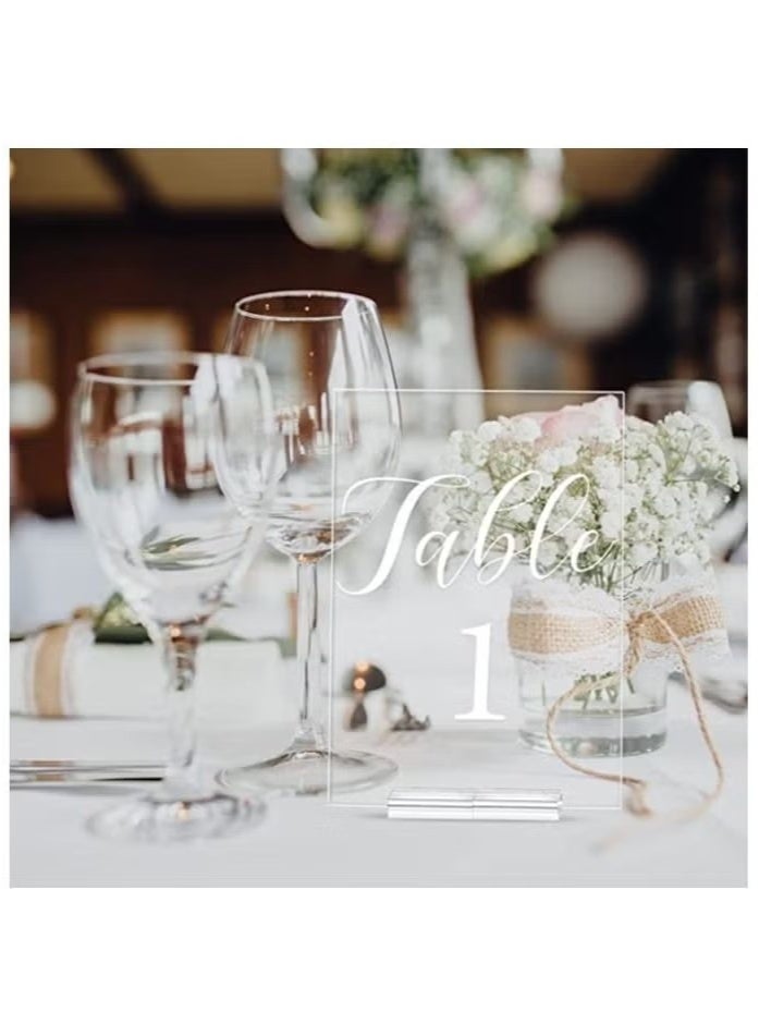 16 Pieces Acrylic Stands Clear Place Card Holders 1.6 Inch Acrylic Table Sign Holder Table Number Stands Name Card Display Stand for Table Weddings Events Office Meeting - Image 3