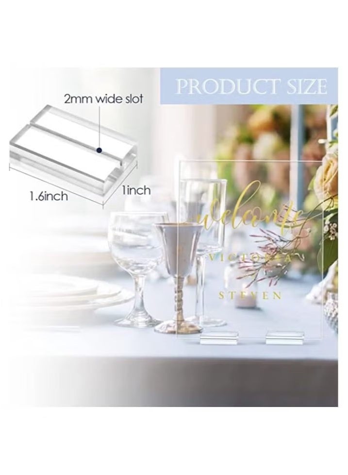 16 Pieces Acrylic Stands Clear Place Card Holders 1.6 Inch Acrylic Table Sign Holder Table Number Stands Name Card Display Stand for Table Weddings Events Office Meeting - Image 2
