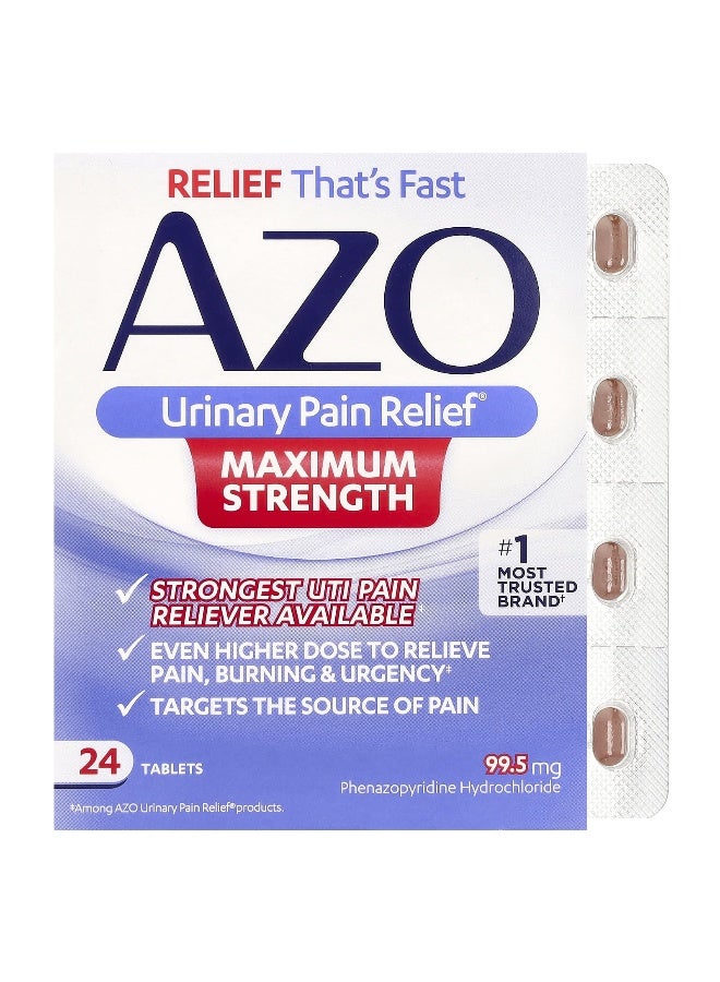 AZO, Urinary Pain Relief®, Maximum Strength, 99.5 mg , 24 Tablets
