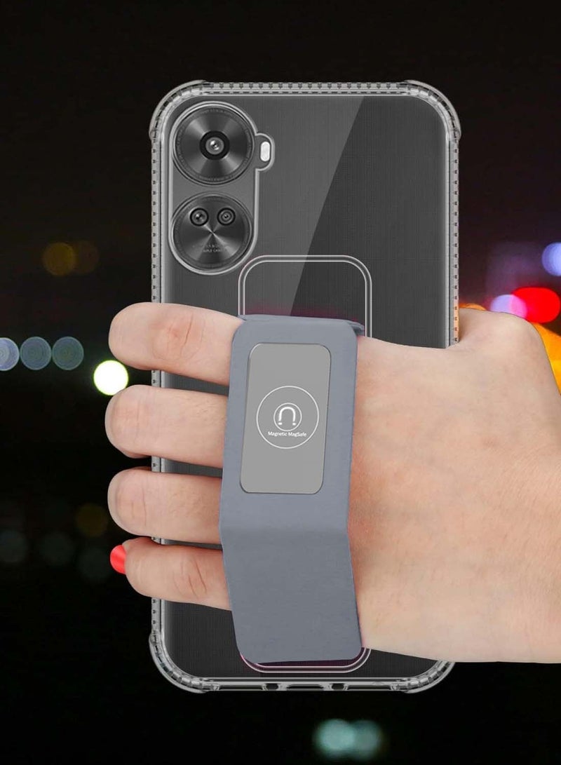 Wtech PU Leather Hand Strap Grip Holder Stand Case Cover For Huawei Nova 10 SE Grey - Image 3