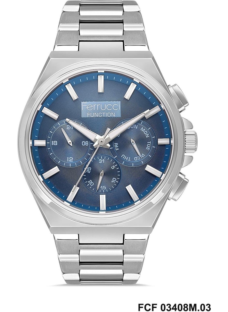 Ferrucci Men's Wristwatch Fc 03408M Function Silver Blue Color Original 2 Year Warranty + Bracelet Gift  - Image 1