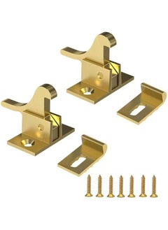 Generic 2 Pack Brass Heavy Duty Elbow Latch Window - Cabinet Door Latch for Home/Office/Cabinet Doors & Window Doors,with Mounting Screws  - Image 1