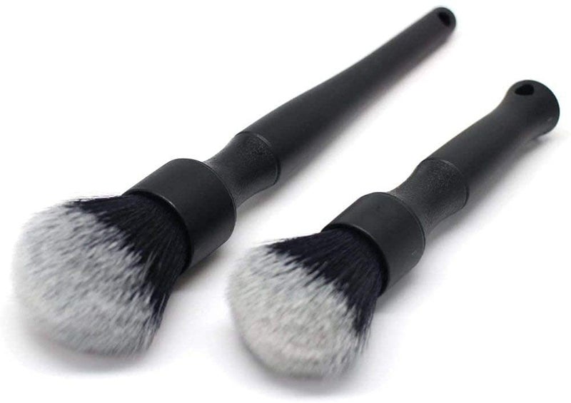 Ultra Soft Car Detailing Brush Set, Natural Premium Long Handle Detail Brushes for Engines, Wheels, Interior, Leather, Trim, Air Vents black 2 Pack - Image 1