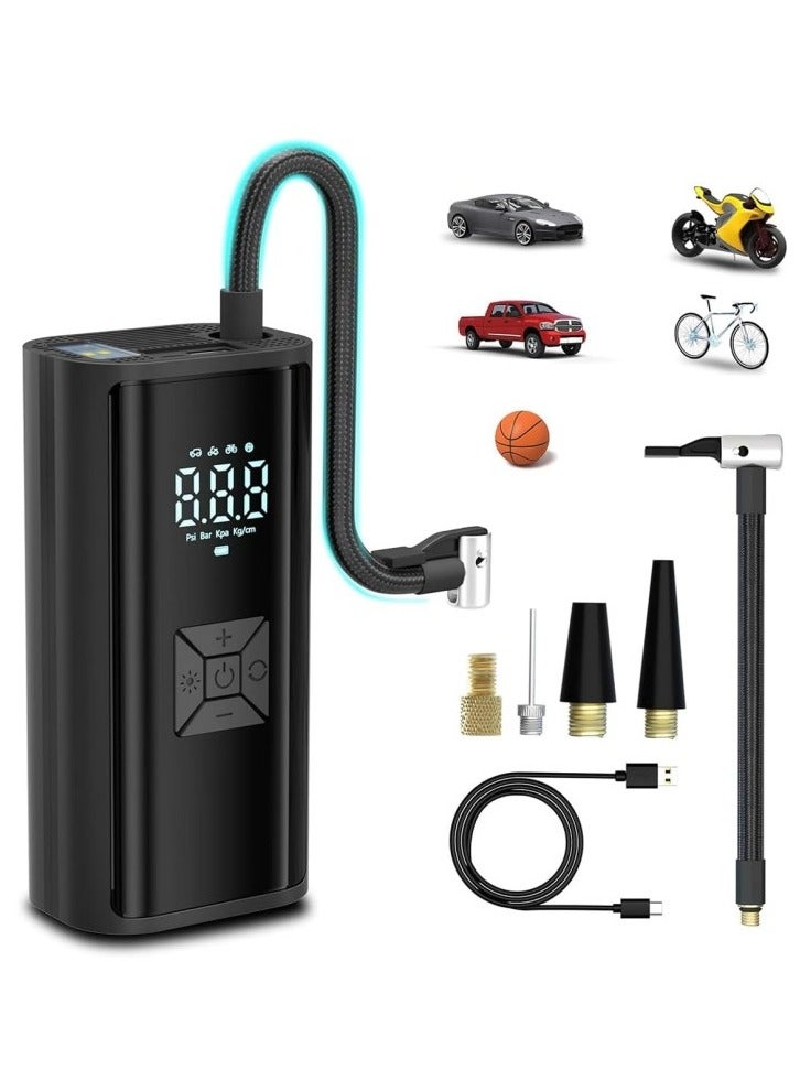 Generic Portable Air Compressor,Wireless Tyre Inflator-USB Charge with High Endurance Battery,LED Digital Display,150PSI Electric Inflator Pump for Car,Bike,Motorcycle,Ball  - Image 1