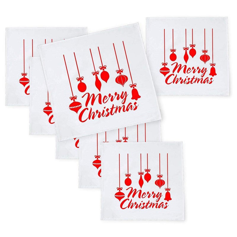 Khakee مناديل طاولة حرير تفطة بموضوع عيد الميلاد 6 قطع 10x10 لتزيين عيد الميلاد زينة عيد الميلاد هدية عيد الميلاد npxmas242P - Image 1