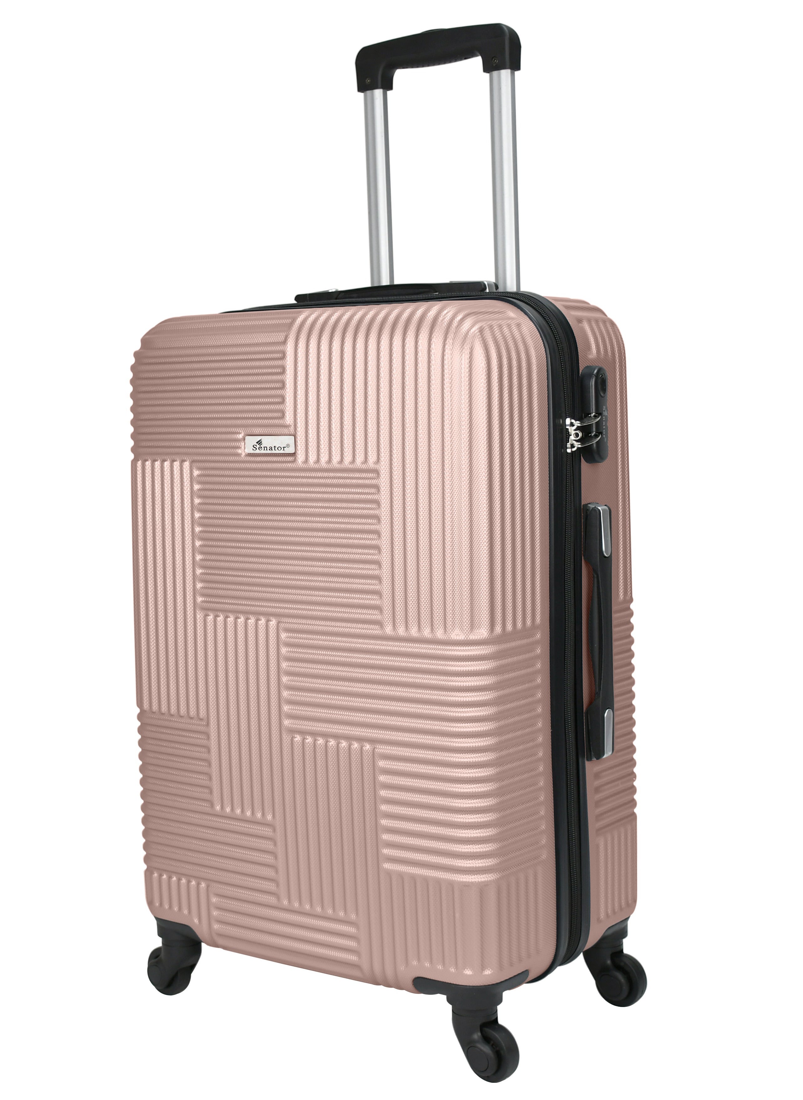 SENATOR Hard Case Travel Bag Luggage Trolley for Unisex ABS Lightweight Suitcase with 4 Spinner Wheels KH110 Rose Gold 