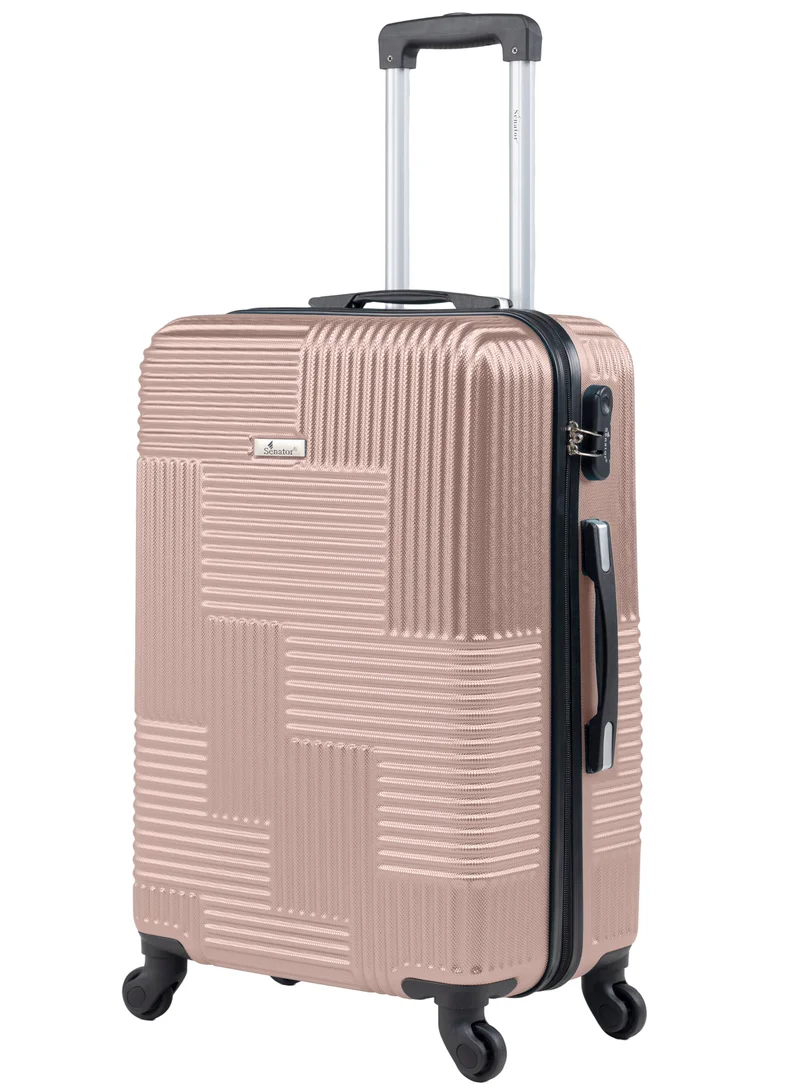 SENATOR Hard Case Travel Bag Luggage Trolley for Unisex ABS Lightweight Suitcase with 4 Spinner Wheels KH110 Rose Gold