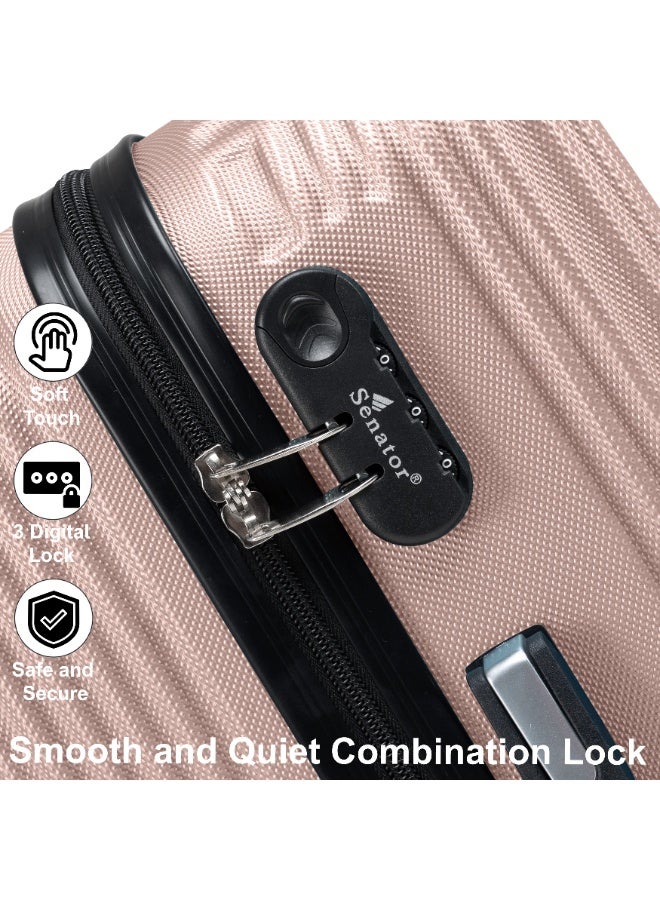 SENATOR Hard Case Travel Bag Luggage Trolley for Unisex ABS Lightweight Suitcase with 4 Spinner Wheels KH110 Rose Gold - Image 5