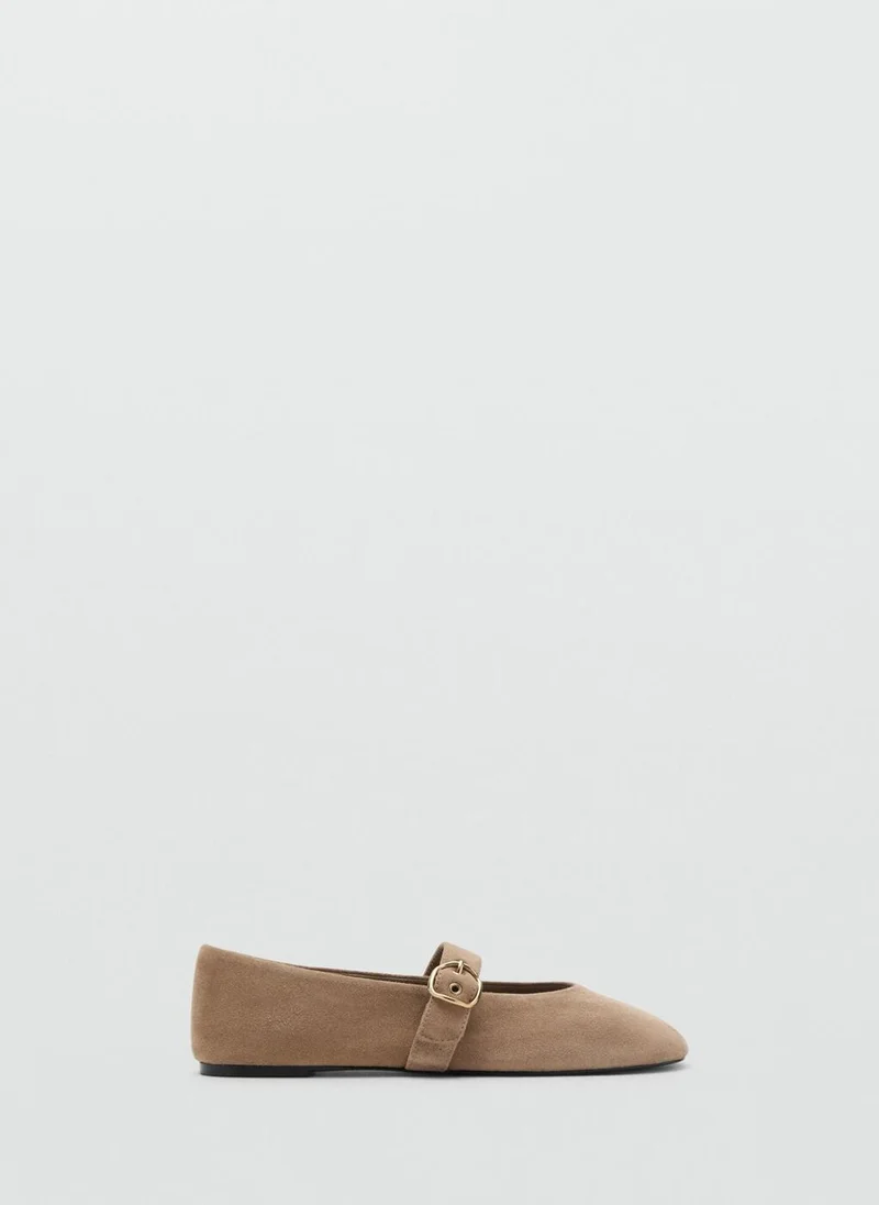 مانجو Suede leather ballet flats