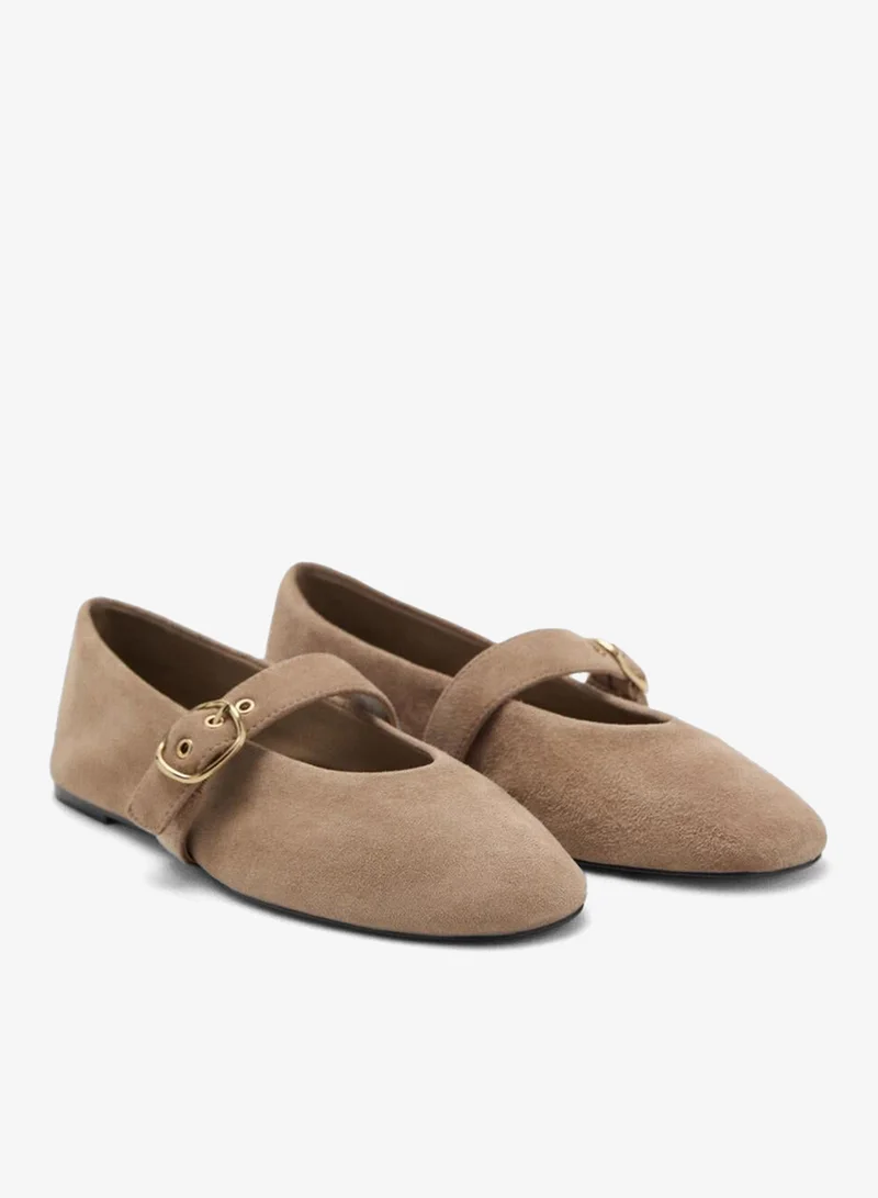 MANGO Suede leather ballet flats