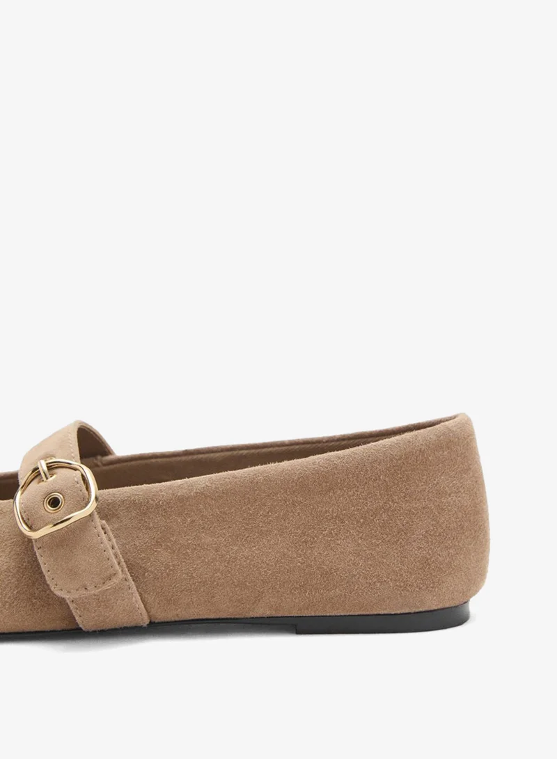 MANGO Suede leather ballet flats