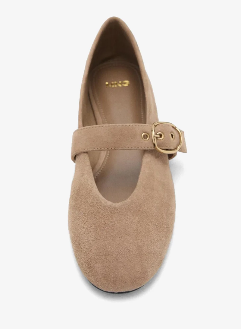 MANGO Suede leather ballet flats