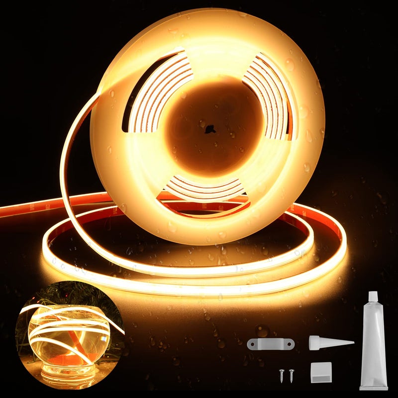 dephen Outdoor COB LED Strip 164ft DC24V 3000K Silicone Rope Lights 528LEDSm IP67 Waterproof Cuttable with 3M Tape for Home Balcony Roof Garden Patio ULListed NOT Included Power Supply - Image 2
