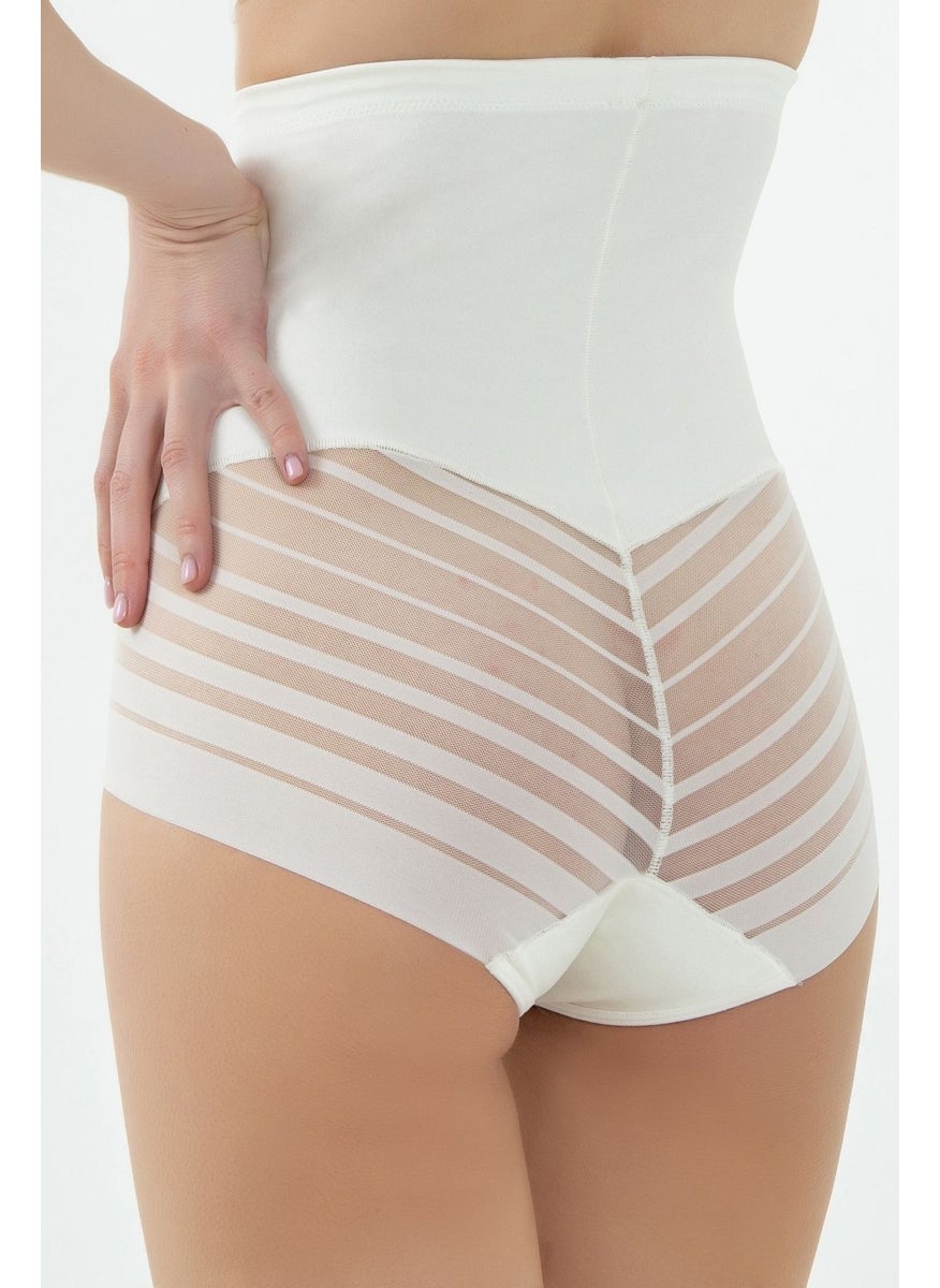Magic Form 9720 Women's Striped Lace Corset - Ecru  - Image 3