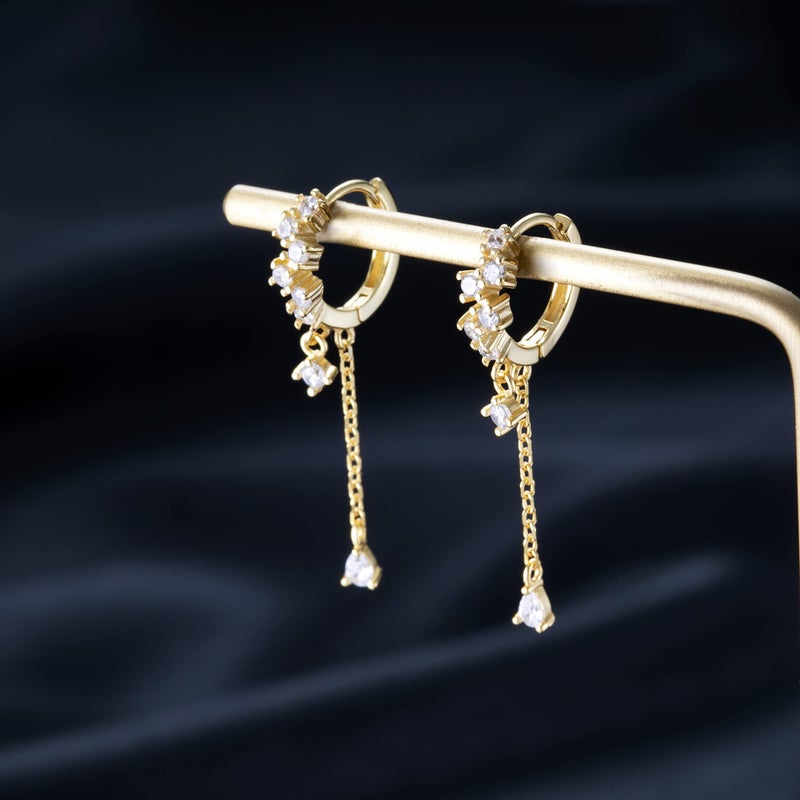 SLUYNZ 925 Sterling Silver CZ Hoop Earrings Dangle for Women Teens Girls Teardrop Huggie Earrings Drop Water Droplets Dangle Earrings Drop (B-Yellow) - Image 3