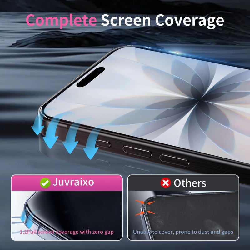 Juvraixo for iPhone 17 Pro Max Privacy Screen Protector 6.9 inch Gradient Colorful 17 ProMax Tempered Glass 28Â° Anti-Spy Private Anti Blue Light Full Coverage HD Easy Install Frame 2 Pack - Image 4