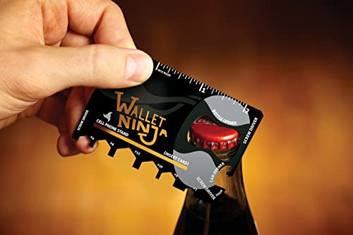 Wallet Ninja Multitool Card – 18 in 1 Credit Card Size Multi-Tool for Quick Repairs, EDC Survival Gear, Bottle Opener, Camping – Cool Gadget and Stocking Stuffer – Black (3) - Image 2