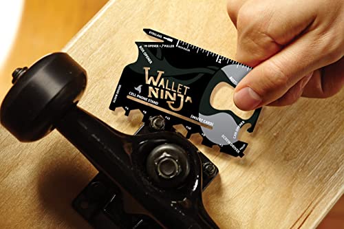 Wallet Ninja Multitool Card – 18 in 1 Credit Card Size Multi-Tool for Quick Repairs, EDC Survival Gear, Bottle Opener, Camping – Cool Gadget and Stocking Stuffer – Black (3) - Image 5