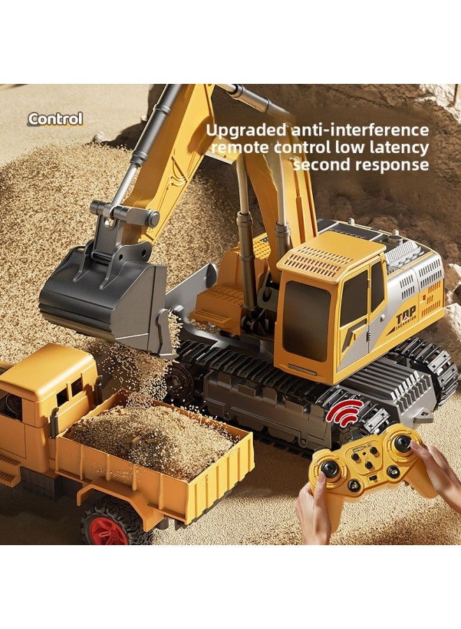 [Direct Supply] Super Large Alloy Remote Control Excavator Children's Super Large Electric Excavator Boy Model Toy-Color:6 Channels-excavator-alloy Version Dark Night Black-Proportion:[standard Version] 1 Set Of Lithium Batteries