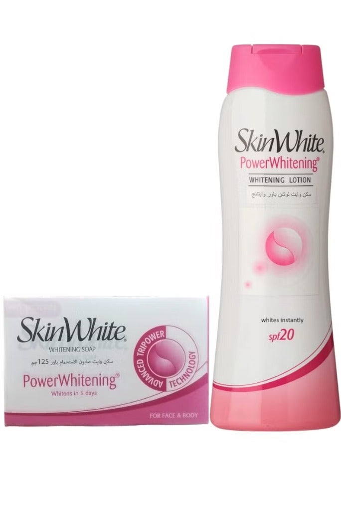 سكين وايت لوشن تبييض متقدم بعامل حماية من الشمس 20 من أشعة الشمس 200مل & صابون تبييض قوي 125 جم