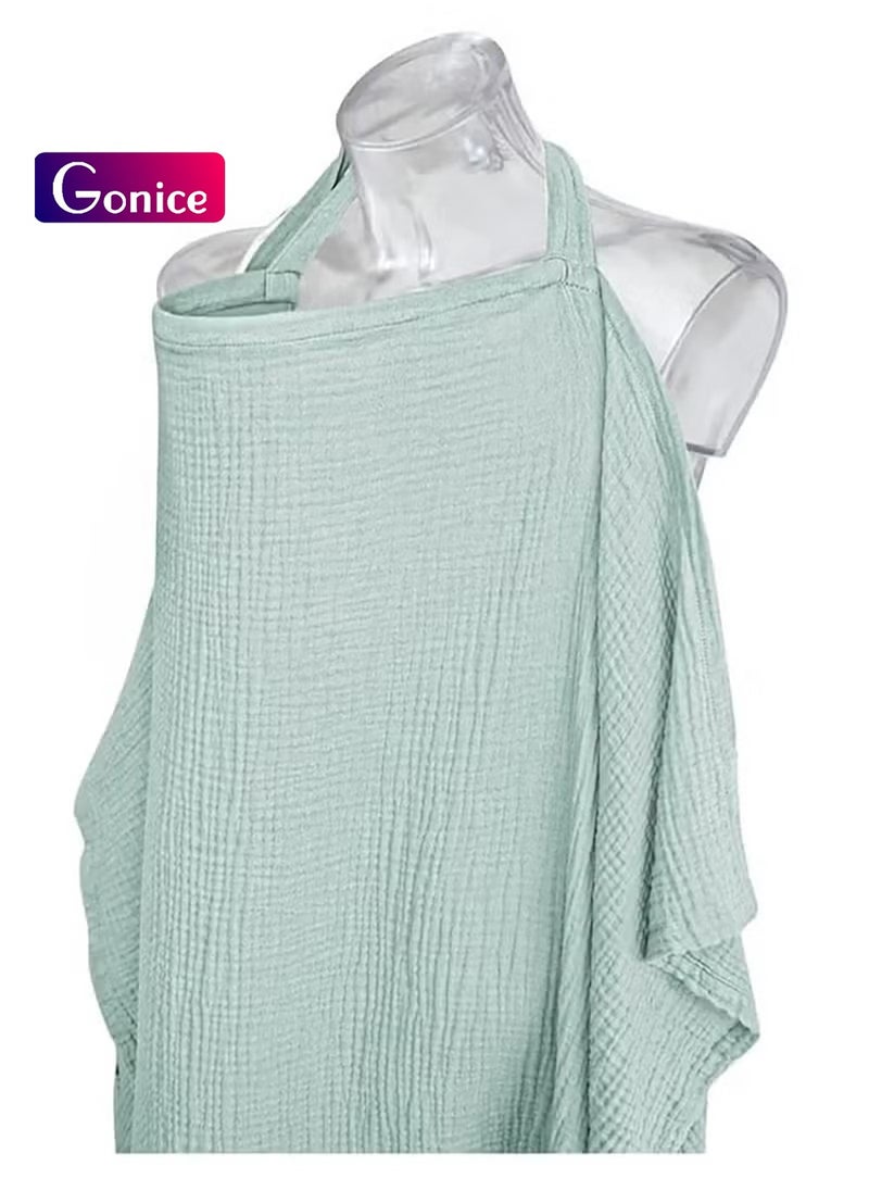 Gonice - Muslin Nursing Cover for Baby Breastfeeding, Breathable 100% Cotton Breastfeeding Cover with Rigid Hoop for Mother Nursing Apron 71*95CM - Image 1