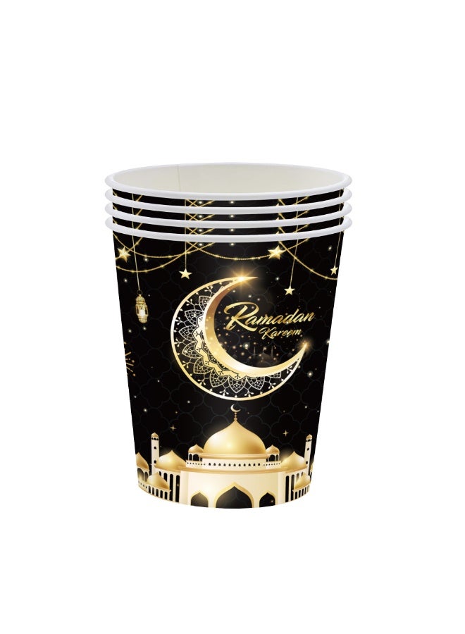 Eid Mubarak party supplies, disposable tableware set for 16 people, disposable tableware includes paper plates, paper cups, napkins, tableware set, banner, etc., 9 pieces in total. for ramadan parties - Image 4
