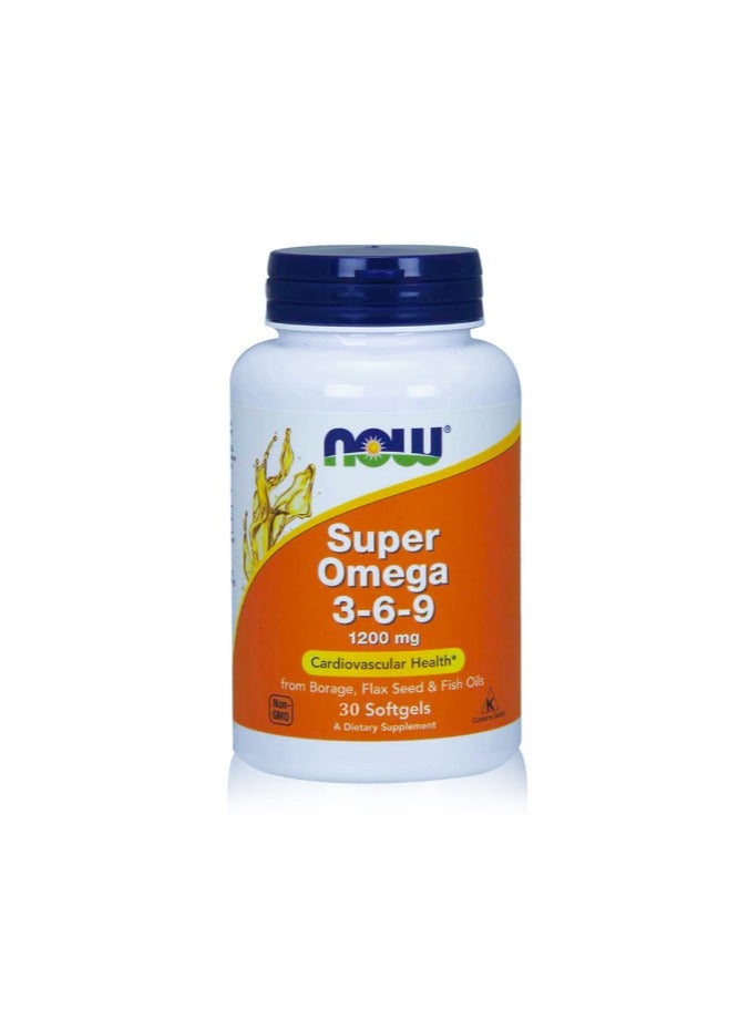 NOW Super Omega 3-6-9, 30 Softgels, Supports Heart, Brain & Joint Health