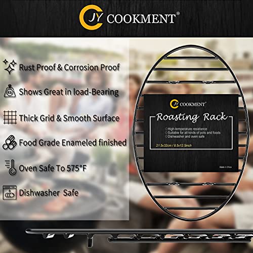 JY COOKMENT Roasting Rack with Integrated Feet, Cooling Drying Rack With Enameled Coating, PTFE Free, Great for Cooking, Roasting, Drying, Grilling, Dishwasher Safe (12.5"x8.5") - Image 2