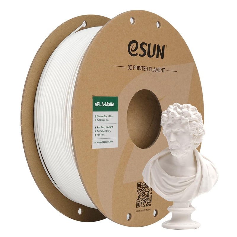 eSUN Matte PLA Filament 1.75mm, Matte 3D Printer PLA Filament, 1KG Spool 3D Printing Filament for 3D Printers, Paper Reel, Milk White - Image 1